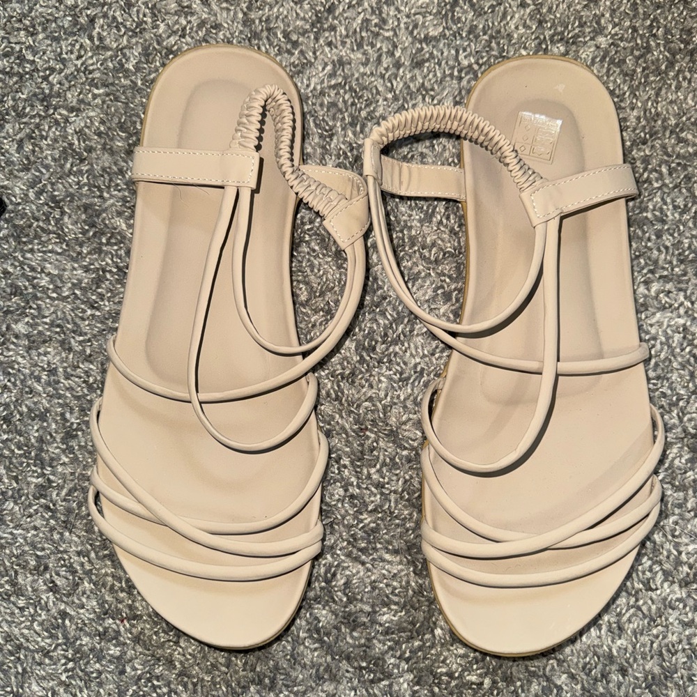 Beige Strappy Flat Sandals – Shein